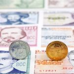 Cuban coins on a background of money