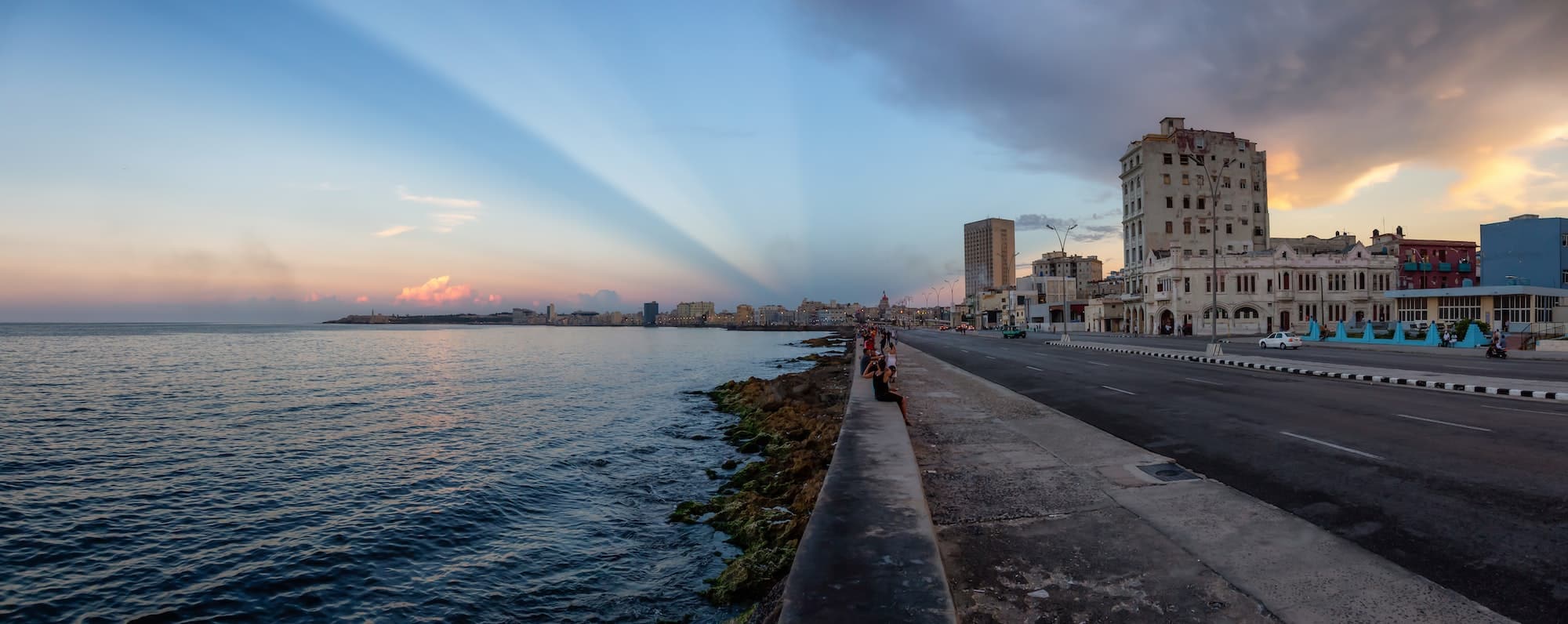 Panoramic view of the Old Havana City, Capital of Cuba, by the Ocean Coast