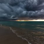 View of a sandy beach in Varadero, Cuba during Storm Weather
