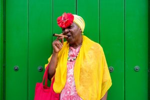 Woman with cuban cigar